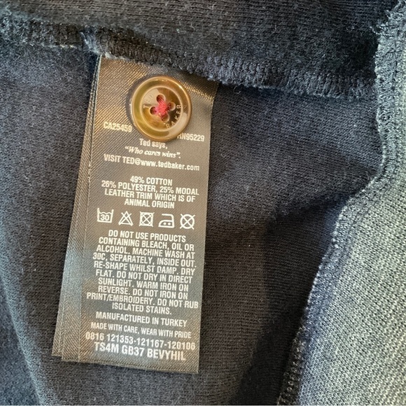 Ted Baker London 1/4 Zip Pullover Sweater Leather Trim Grey Size 7 - Picture 14 of 14